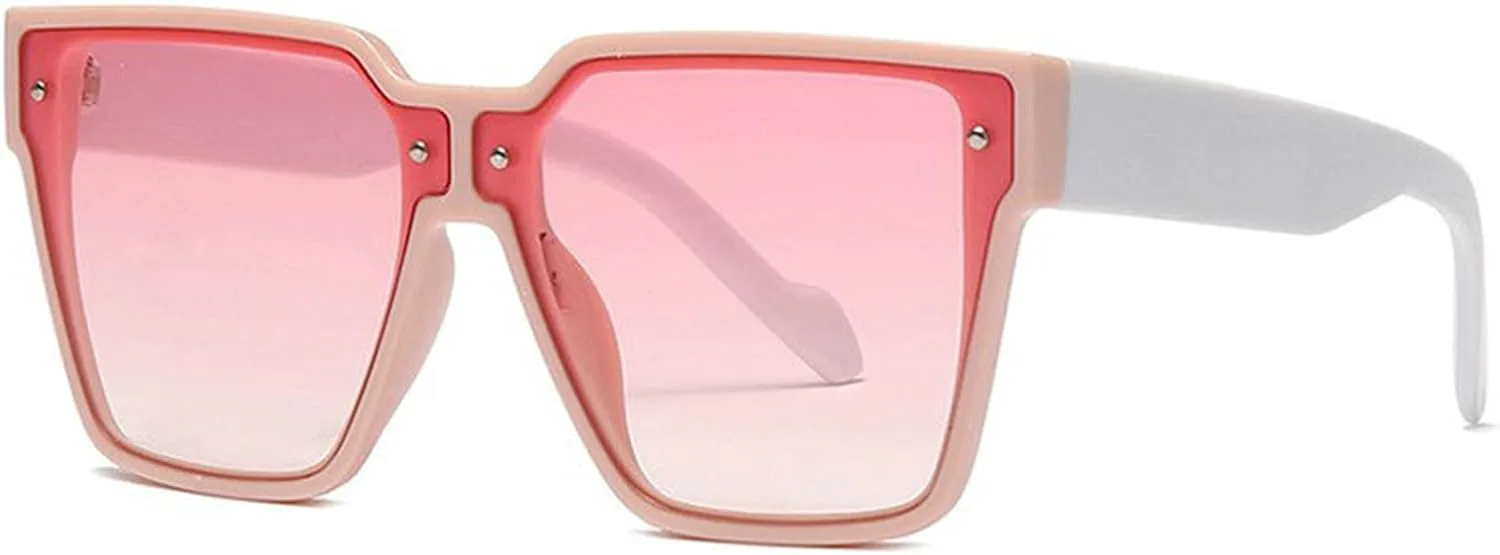 

COTIA Ретро-модные большие квадратные солнцезащитные очки для женщин, винтажные солнцезащитные очки для мужчин, прямоугольный дизайн, модные заклепки, панк-очки, Pink