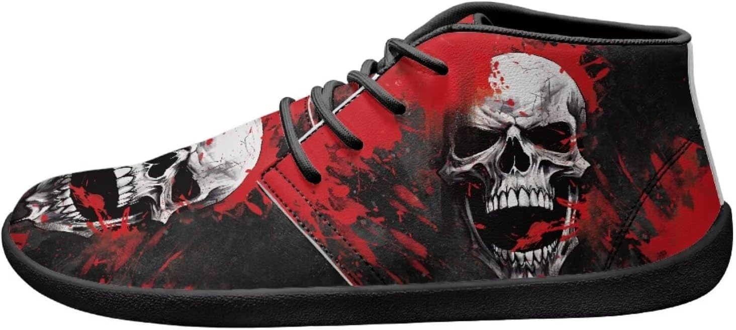

Мужские кроссовки с черепом на подошве для улицы, босоножки, кожаные кроссовки из ПУ, низкие, для ходьбы, тенниса и спорта Ecaestolph, красный