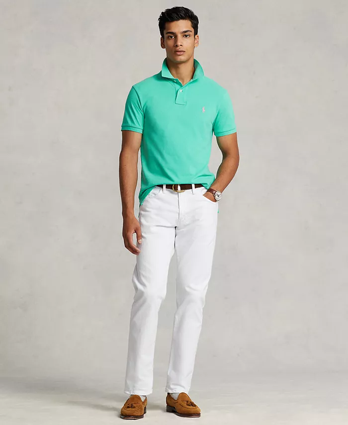Мужская поло Custom Slim Fit с сетчатой тканью Polo Ralph Lauren, зеленый — фото 4