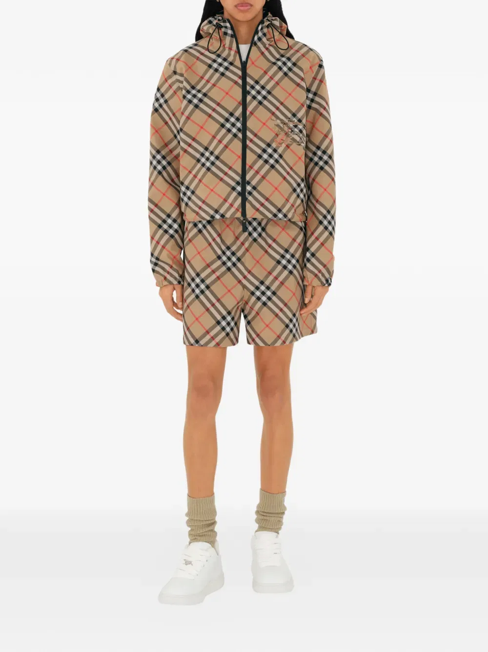 Жакет Burberry двусторонний укороченный клетчатый, аппликация рыцарь, нейтральный — фото 2