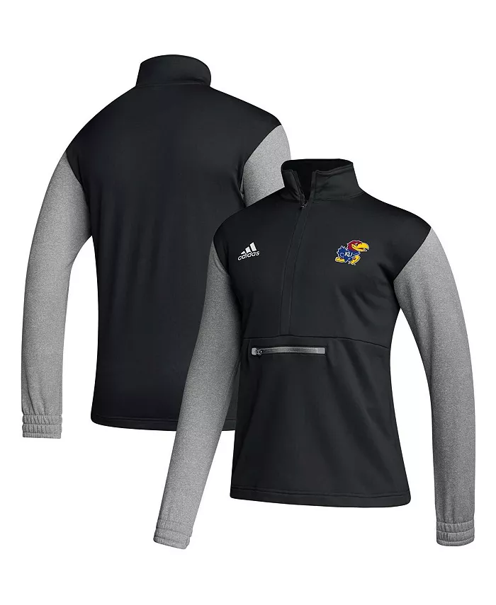 

Мужская черная футболка Kansas Jayhawks Sideline AEROREADY с полумолнией adidas