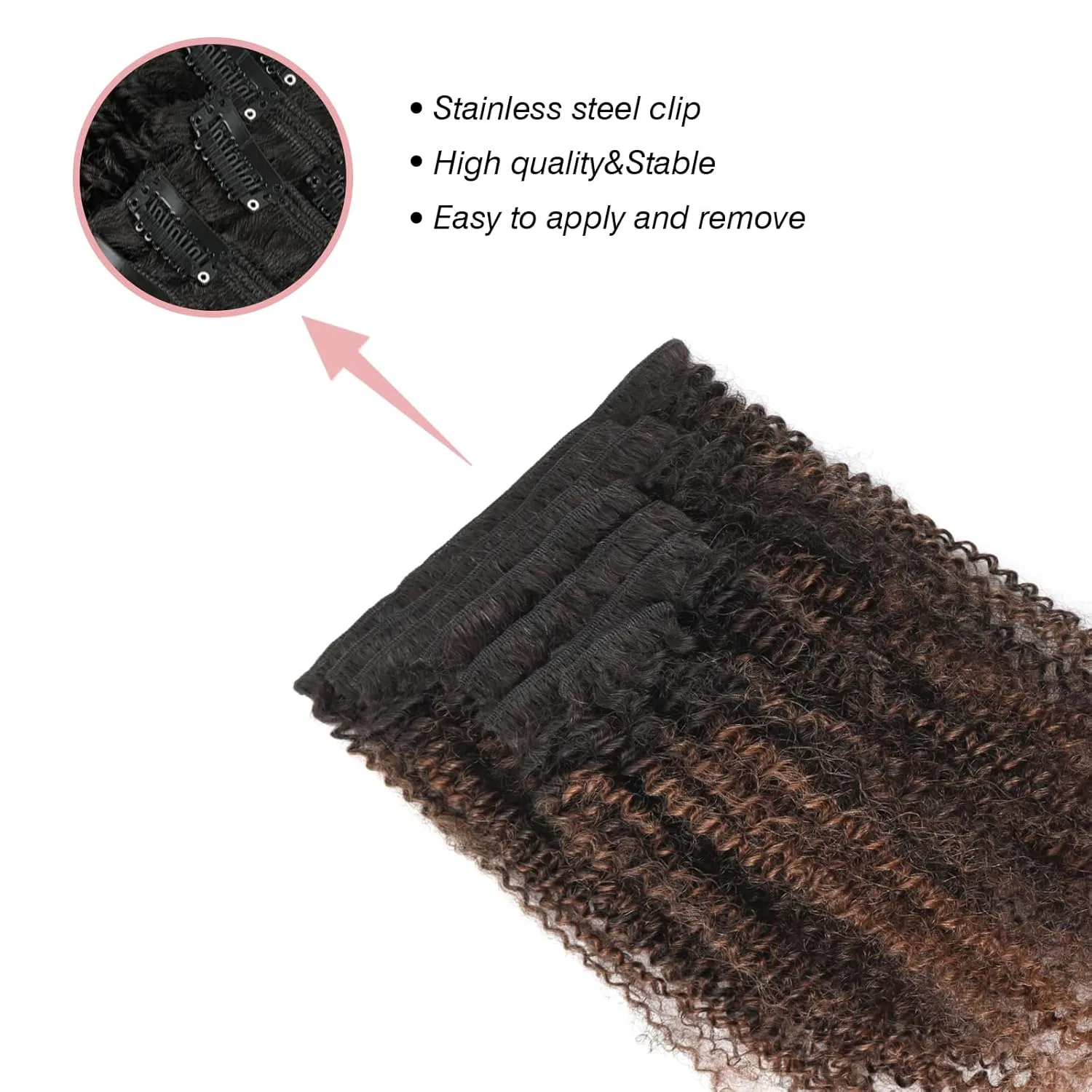 Накладные волосы на заколках «Kinky Curly» 35 см от Sixstarhair ‎Sixstarhair, Kinky Curly (#1Bt1Bp4) — фото 4
