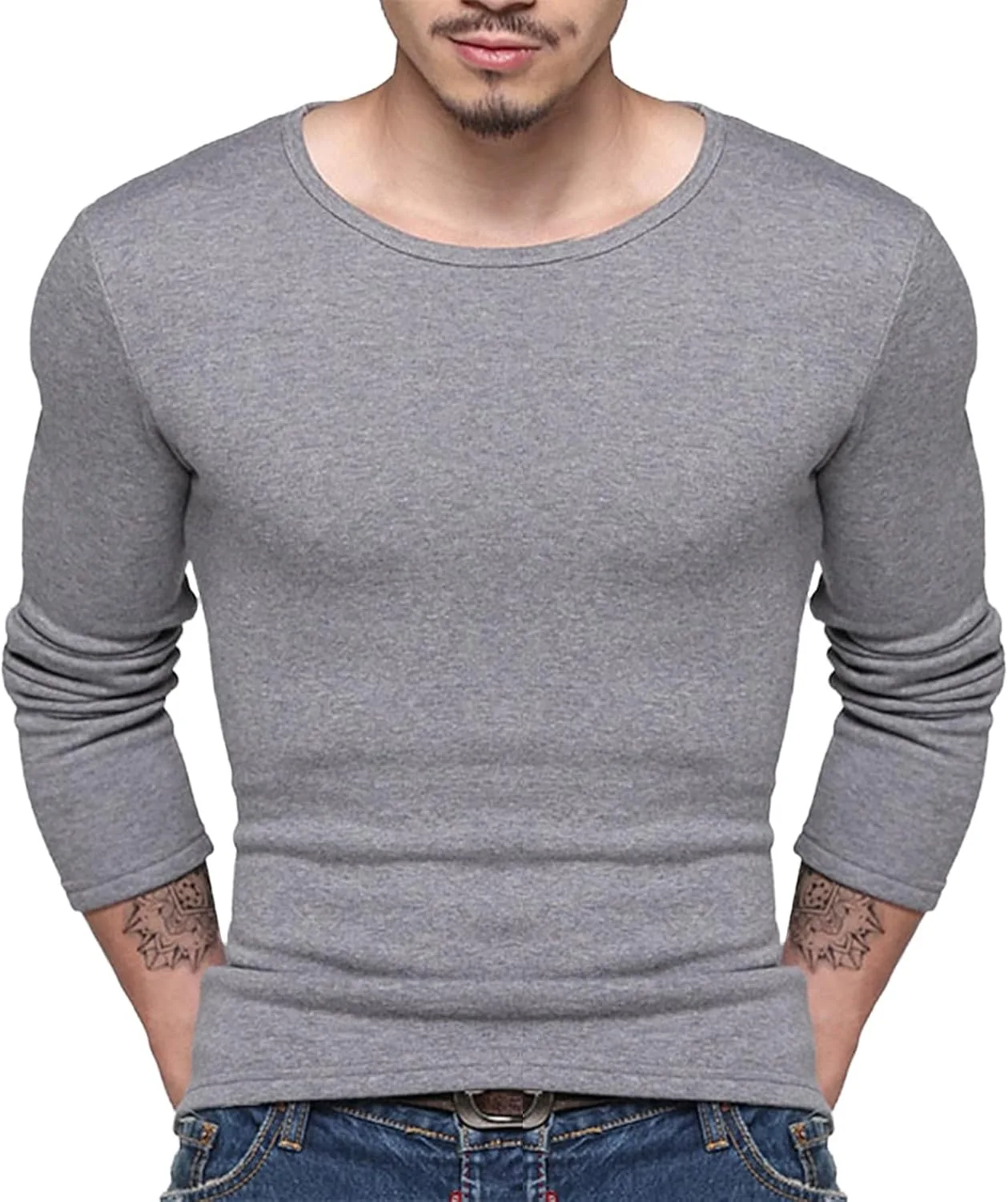 

Мужская флисовая футболка Slim Fit с длинным рукавом