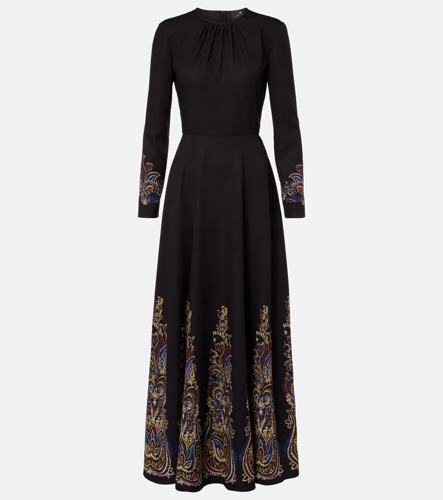 Макси-платье с узором пейсли Etro, черный