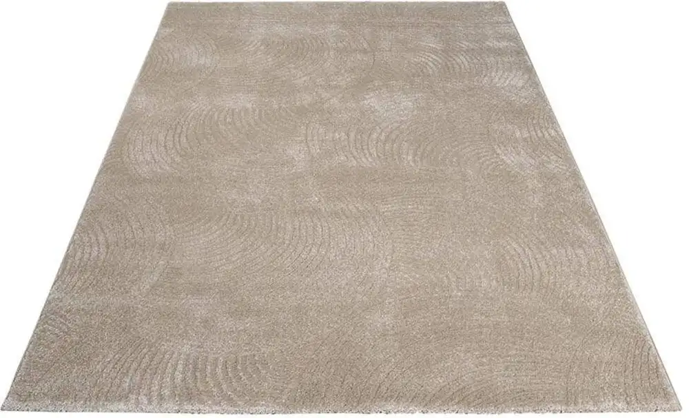 

Ковер Carpet City "Ковер Friseé FANCY 647", прямоугольный, короткий ворс, 3D-вид, круговой узор, гостиная, спальня 80х150 см, бежевый