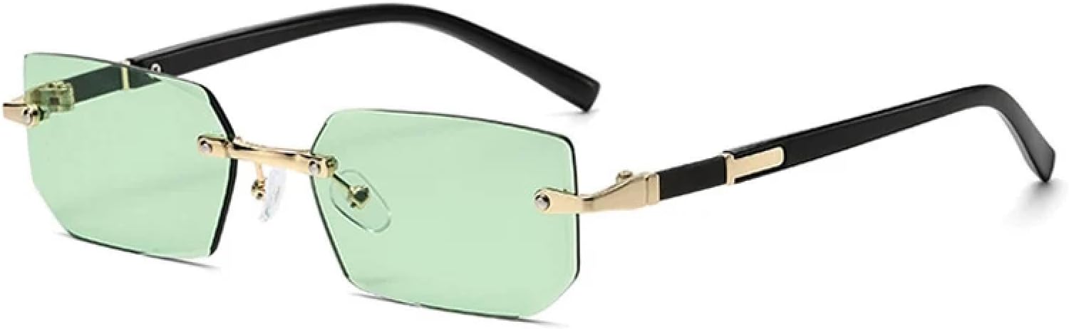 

Солнцезащитные очки с защитой от УФ-излучения UV400 | Без оправы, металлический панк, разноцветные линзы | Для женщин и мужчин, для занятий спортом на открытом воздухе и вождения DSVIGF, Gold-green