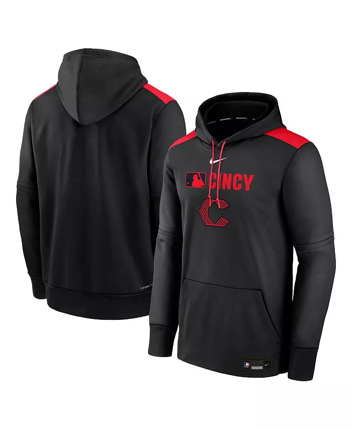 

Мужская черная толстовка с капюшоном Authentic Collection City Connect Therma Pullover команды Cincinnati Reds Nike