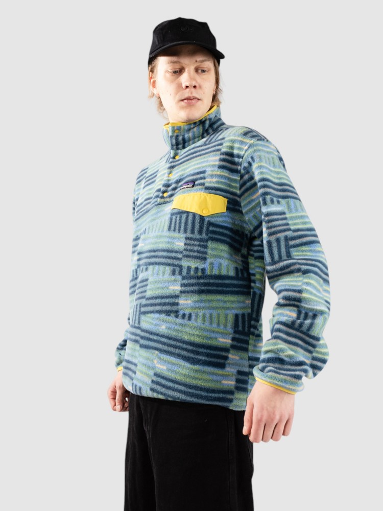 

Флисовый пуловер Patagonia LW Synch Snap-T Half-Zip Fleece Pullover, quilty fitz/wetland blue