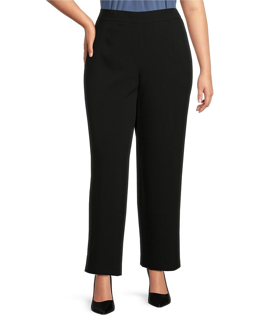 

Брюки Kasper Plus Size из эластичного крепа с эластичной резинкой сзади, черный