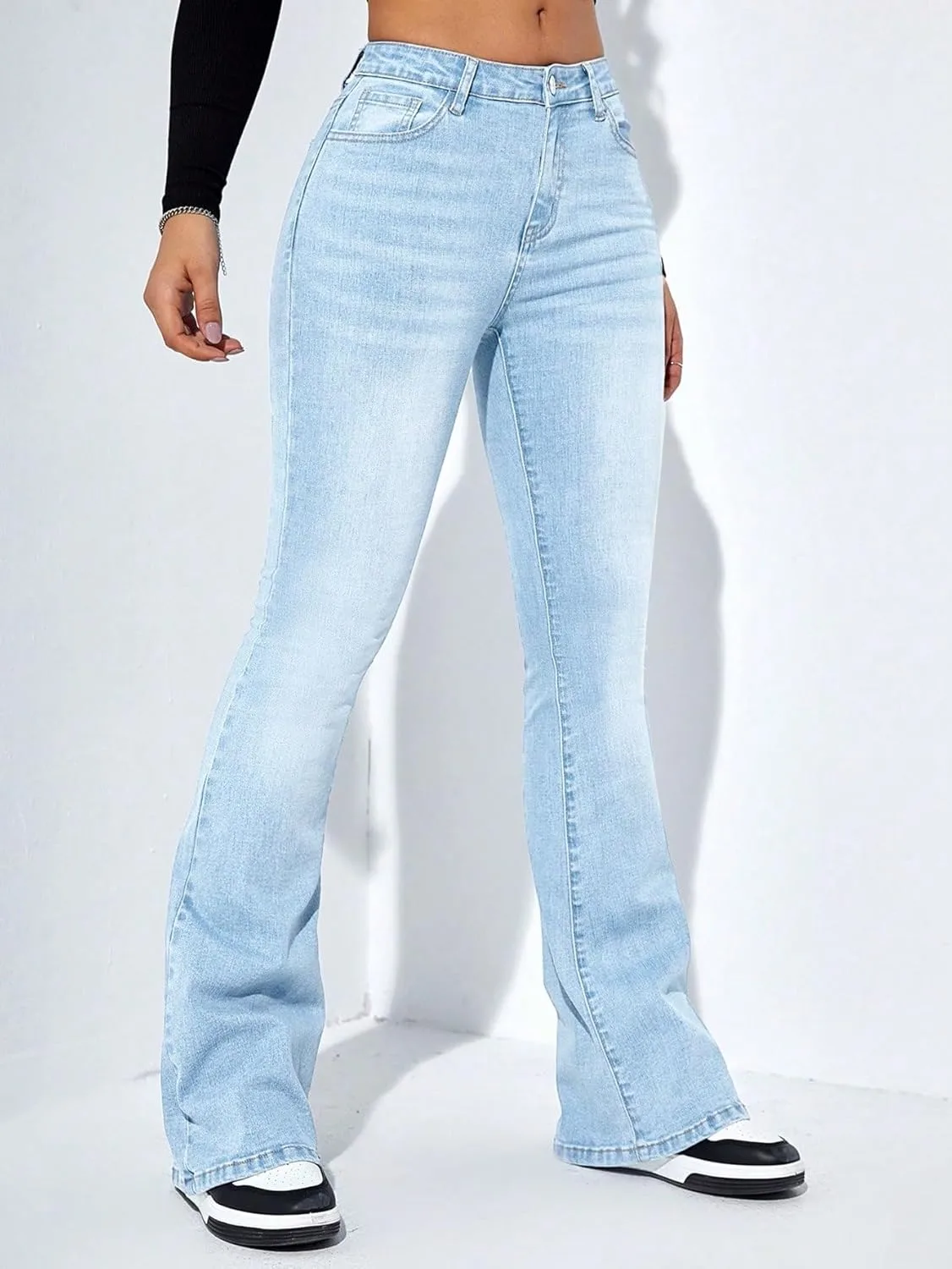 Generic Женские классические джинсы Slim Fit Flared — фото 3