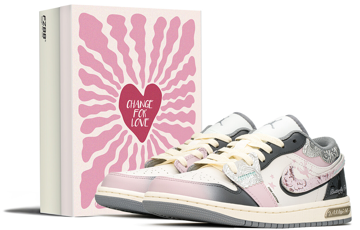Кроссовки Air Jordan 1 Vintage Basketball Shoes Women's Low-top Grey/Pink/Silver, серый