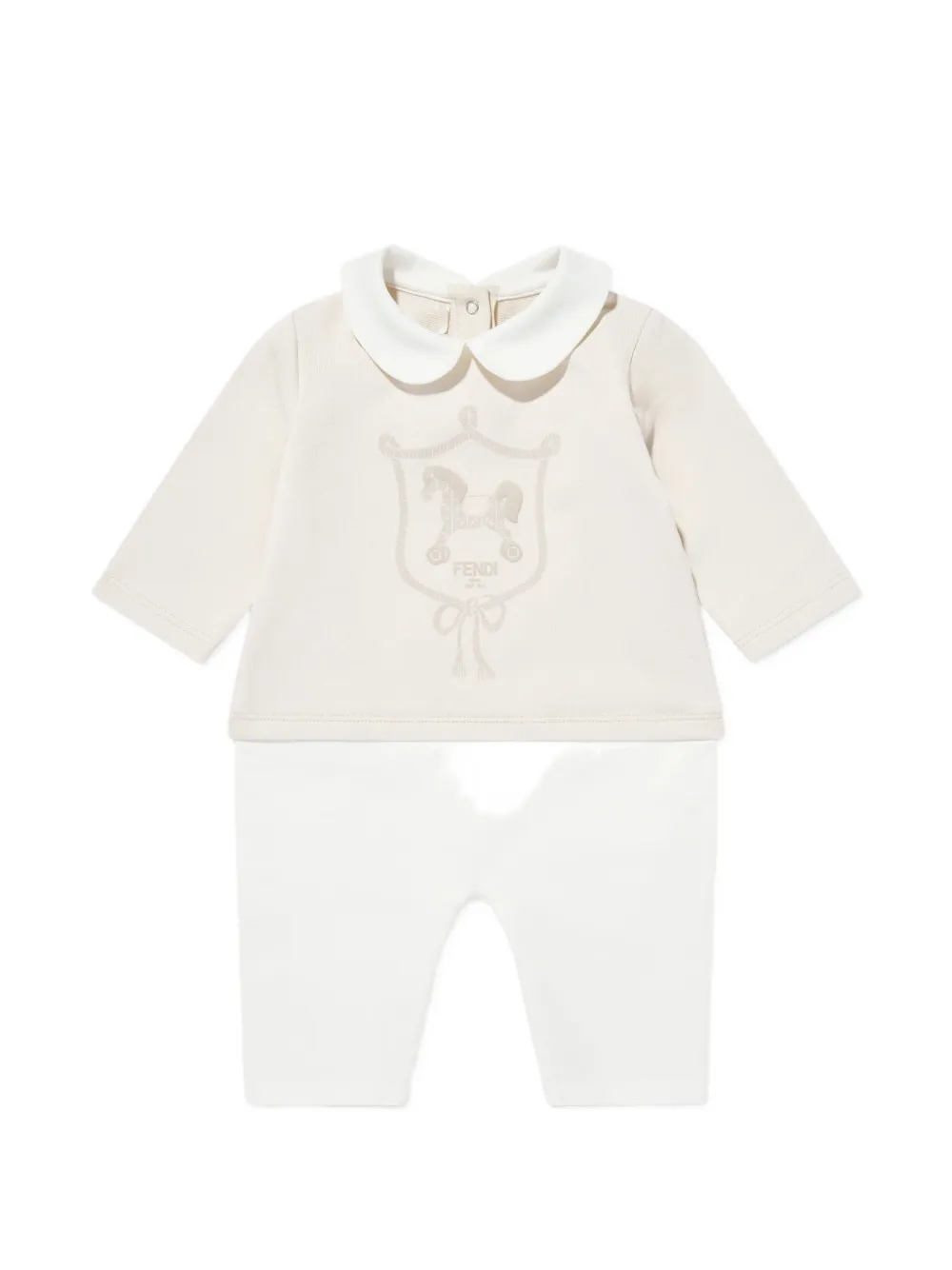 Комплект боди с логотипом Fendi Kids, бежевый — фото 2