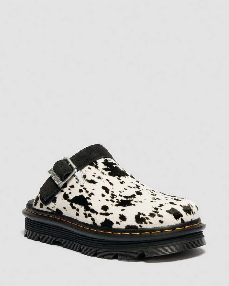 Мюли на платформе из кожи с мехом далматинца Zebzag Dr Martens, Cream