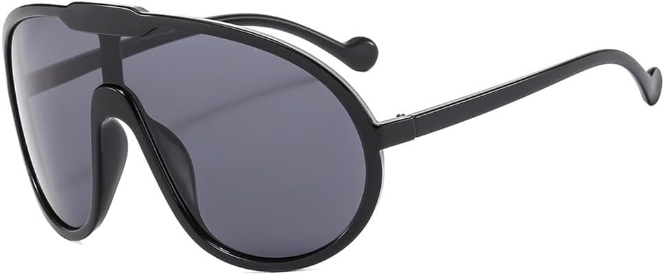 

Винтажные цельные солнцезащитные очки для женщин и мужчин, желтые, увеличенного размера, женские солнцезащитные очки с защитой от УФ-излучения UV400 VFDHN, Black Black