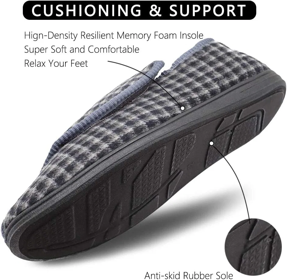 Тапочки с регулируемой застежкой, Memory Foam, Gray Plaid Hotme — фото 2