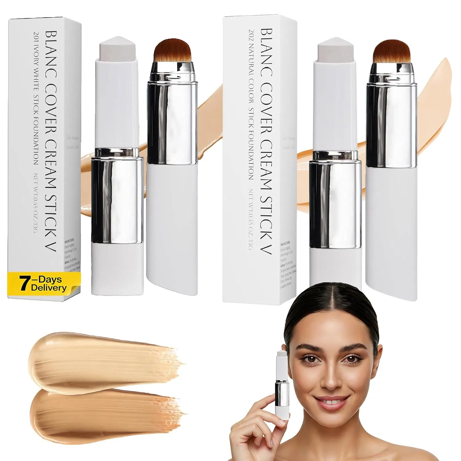 Тональный стик с изменением цвета и кистью Bastour, Ivory; Natural