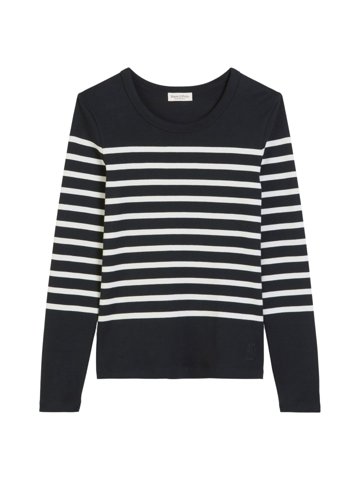 

Marc O'Polo Полосатая приталенная футболка с длинными рукавами темно-синего цвета