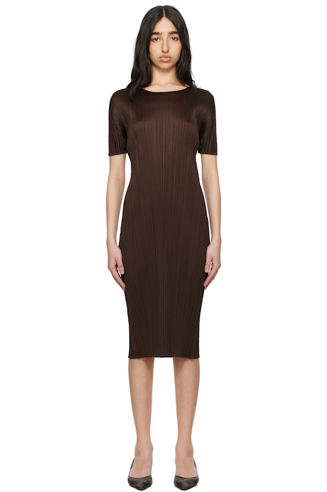 

Платье миди Monthly Colors March Pleats Please Issey Miyake, коричневый
