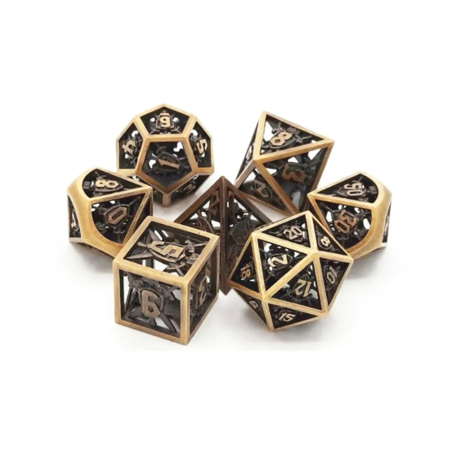 

Кубики с полым мечом и щитом — матовое золото (7), Hollow Dice