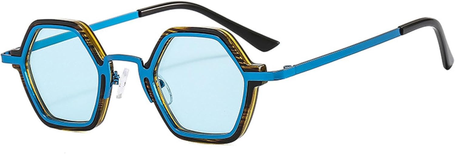 

Ретро-солнцезащитные очки Polygon для женщин, модные очки с прозрачными линзами и градиентом цвета океана для мужчин, трендовые панк-солнцезащитные очки с защитой от УФ-излучения UV400 VVTWSSW, Stripe Blue