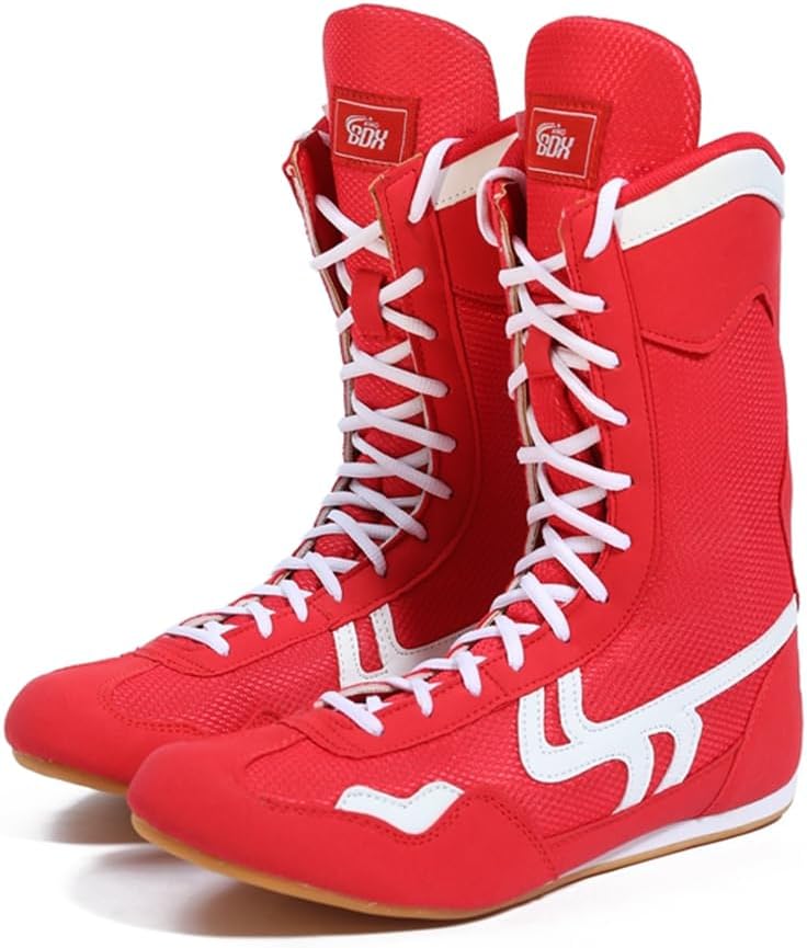 

Мужские кикбоксинг кроссовки, сетчатые боевые спортивные тренировочные ботинки для молодежи и взрослых, легкие боксерские кеды Ukuboxbag, красный