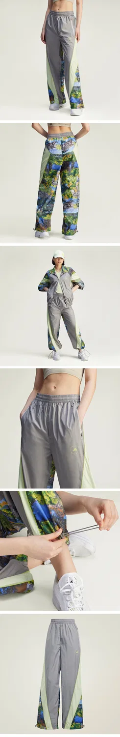 Мужские серые тканые спортивные брюки Stella Earth Collage от Adidas — фото 4
