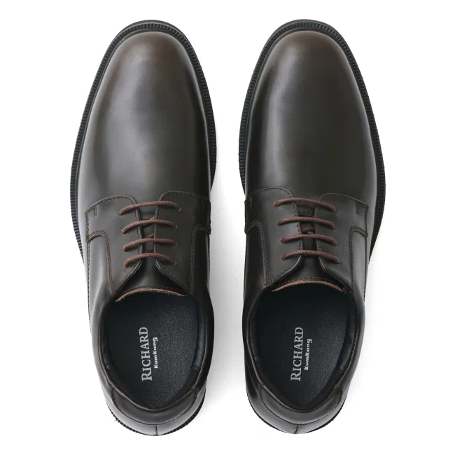 Мужские дерби Richard Plain Toe на платформе коричневые от Kumkang — фото 3
