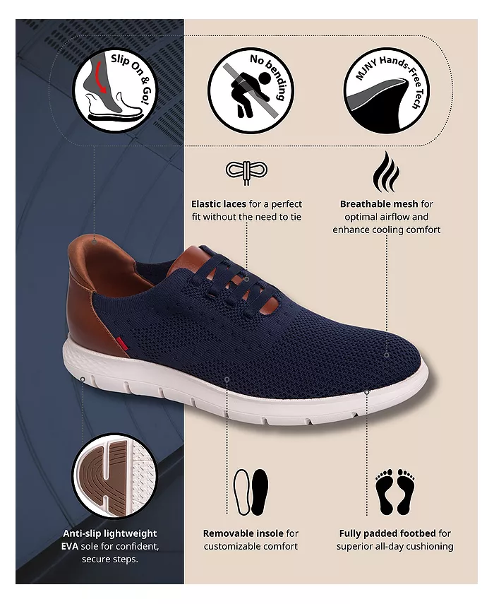 Мужские оксфорды Victory Street с технологией Hands-Free Slip On, легкие, из сетчатого материала Marc Joseph New York, синий — фото 2