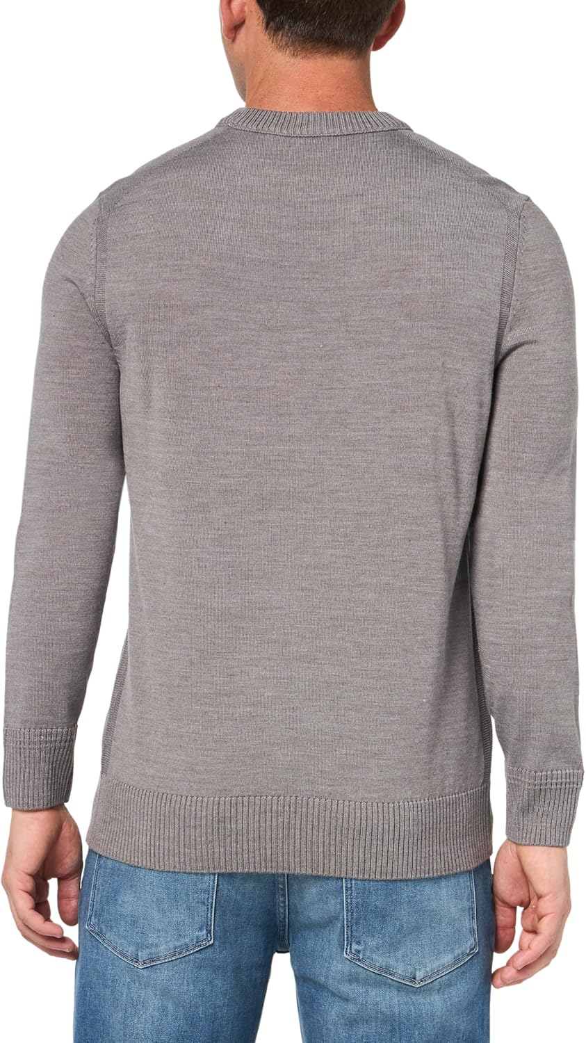 BOSS мужской свитер с небольшим логотипом из шерстяной смеси, Moonrock Grey — фото 2