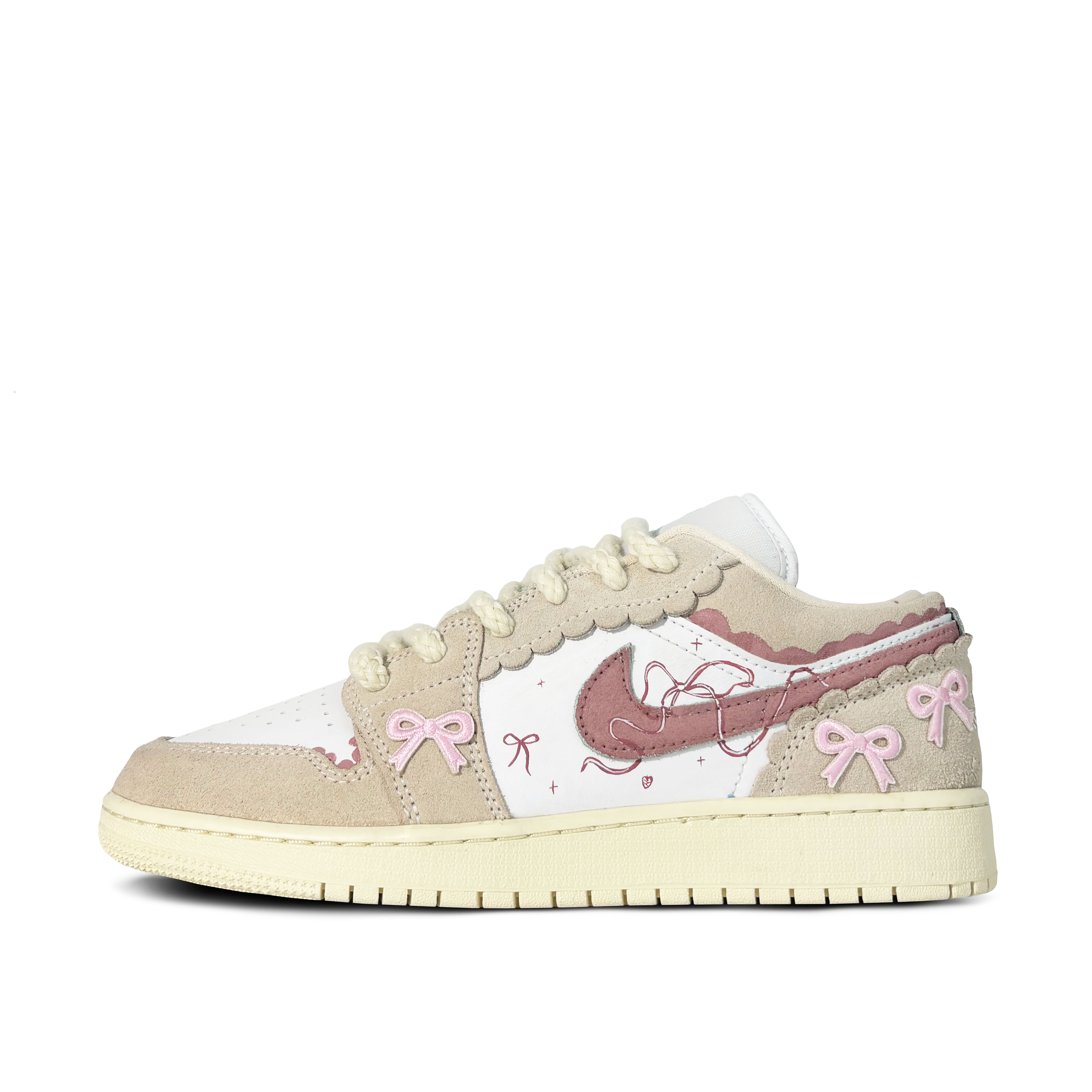 

Кроссовки Air Jordan 1 Vintage Basketball Shoes Women's Low-top White, цвет Ribbon bow