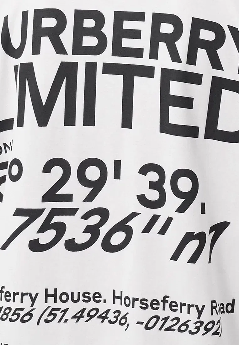 Футболка Burberry, женская, Coordinates Print, белый — фото 3