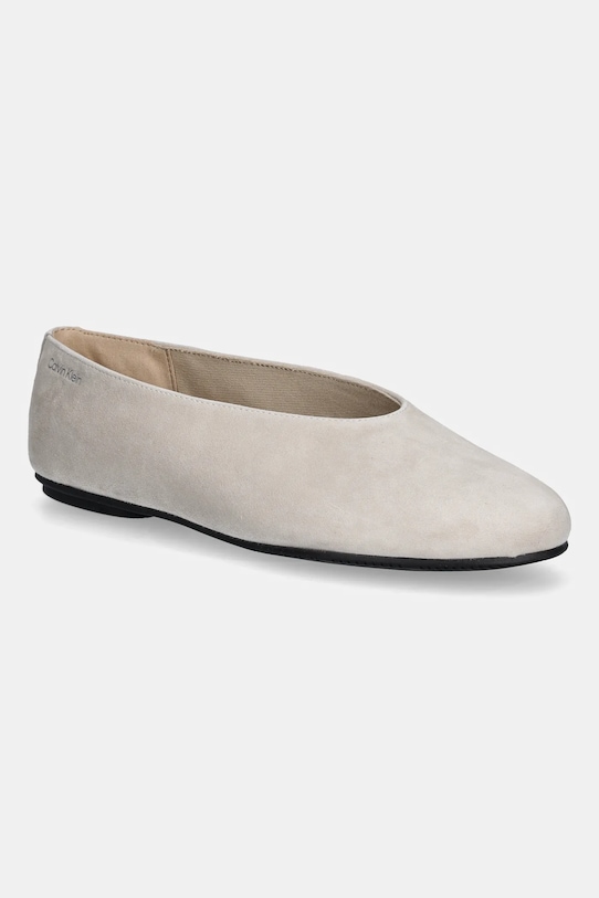 Замшевые балетки Ballerina Round HW Sue Calvin Klein, бежевый