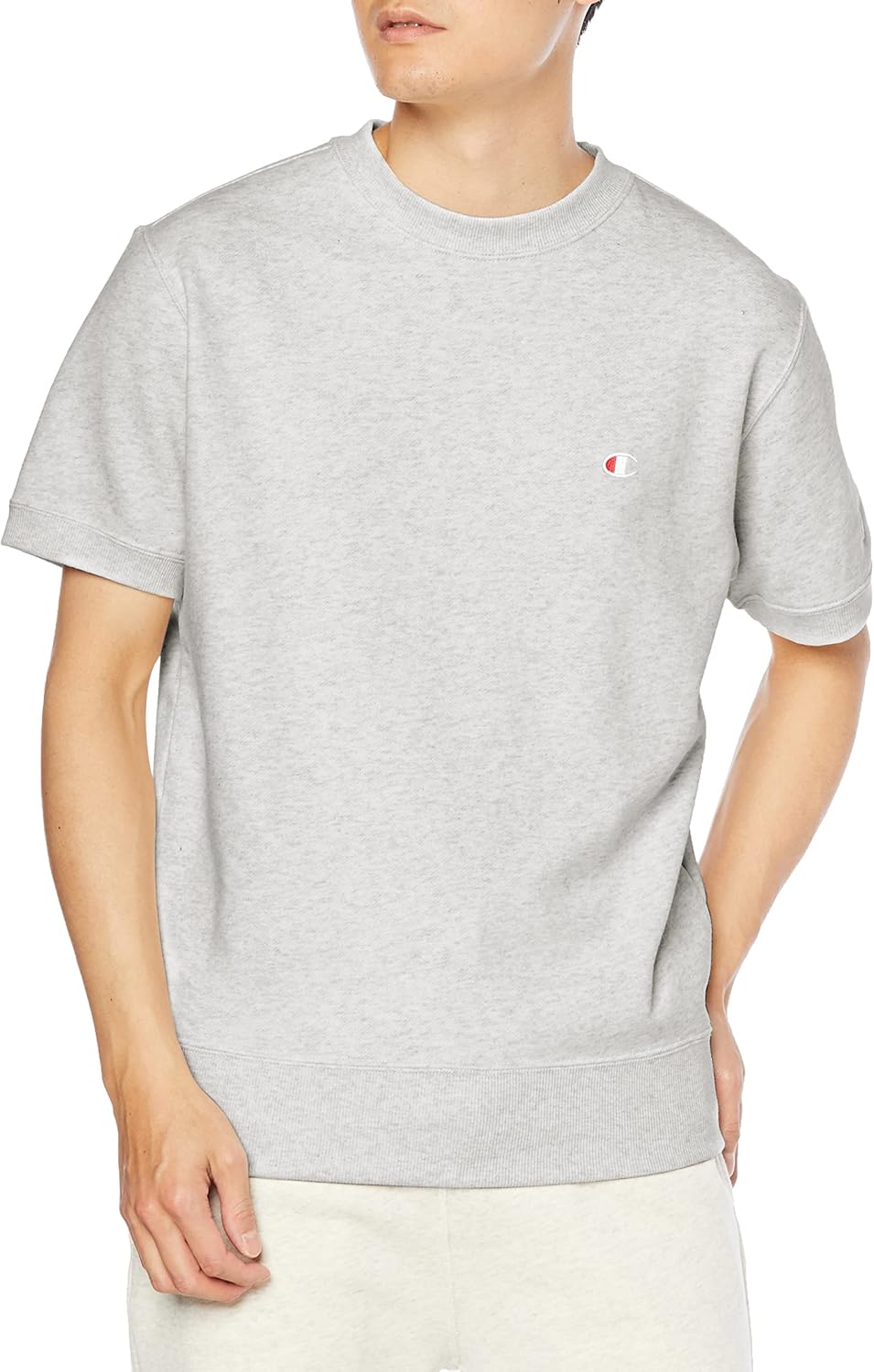 

Мужская толстовка Champion C3-X013 с коротким рукавом и круглым вырезом, короткий рукав, толстовка с круглым вырезом, короткий рукав, короткий рукав, флисовая подкладка, хлопок, США, серый