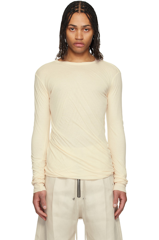 

Голливудская футболка с длинными рукавами двойного кроя Rick Owens, цвет natural