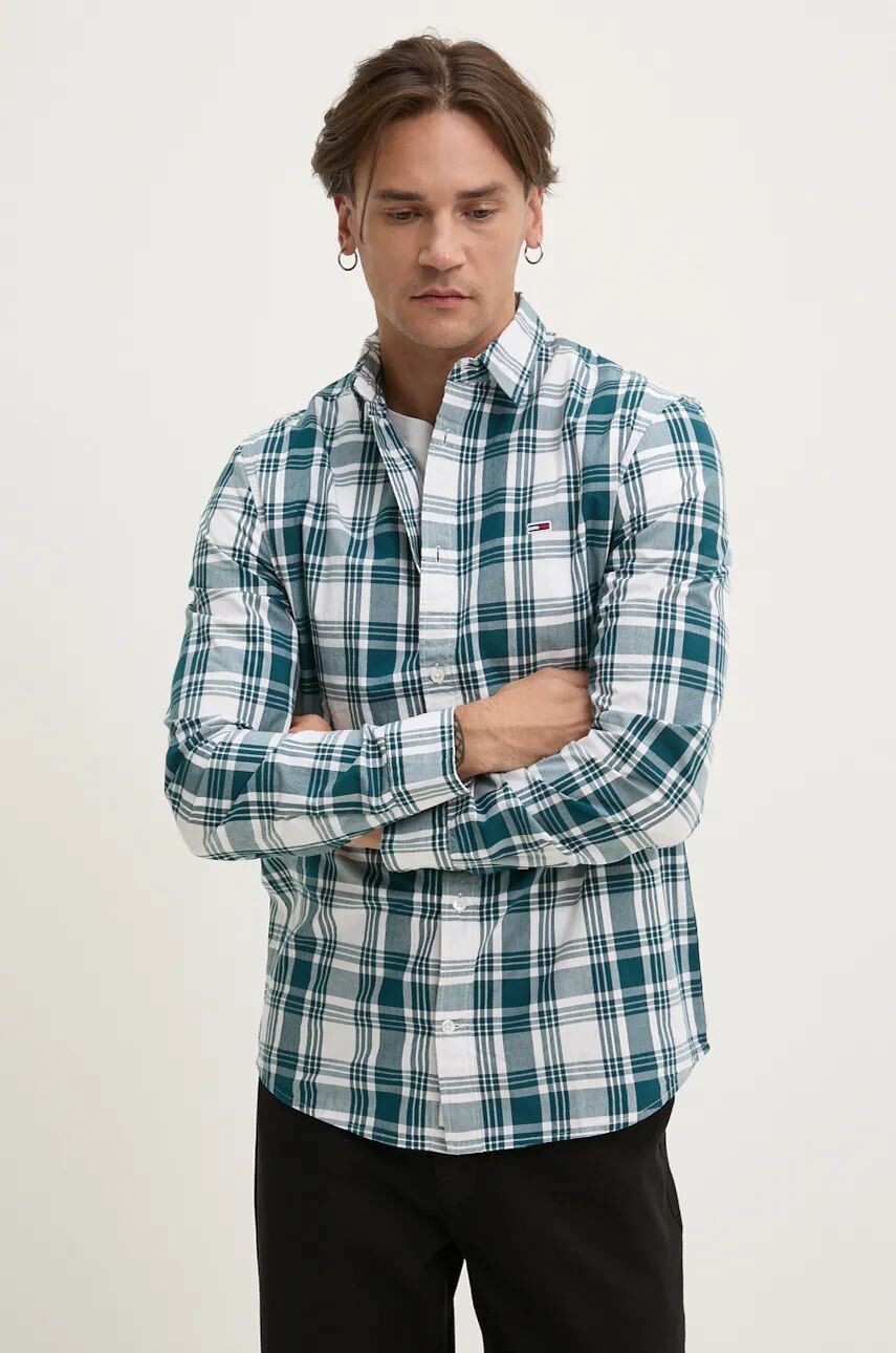 

Хлопковая рубашка Tommy Jeans, бирюзовый