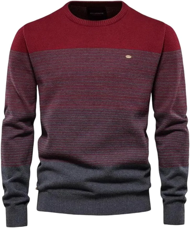 

Мужской свитер с вставками, Casual, с длинными рукавами и полосками