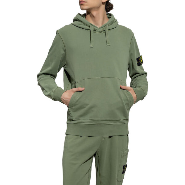 Толстовка compass motif detail hoodie 'sage' Stone Island, зеленый — фото 3