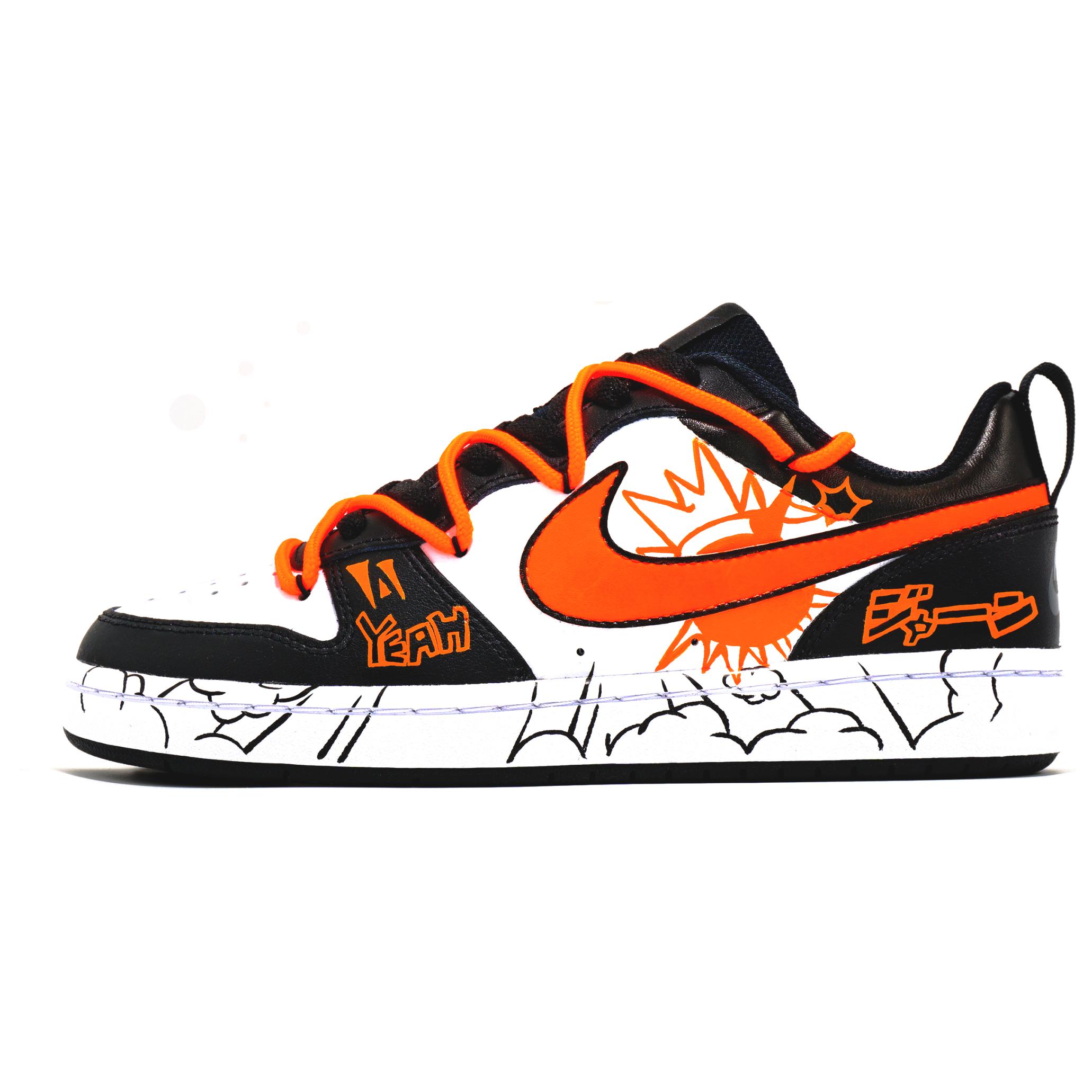 

Кроссовки для скейтбординга Court Borough 2 детские Nike, черный белый оранжевый
