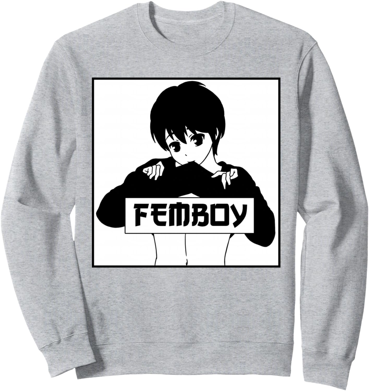 

Футболка с изображением японского аниме-мальчика-трансвестита в стиле «фембой», серая Anime Femboy Crossdressing Clothes