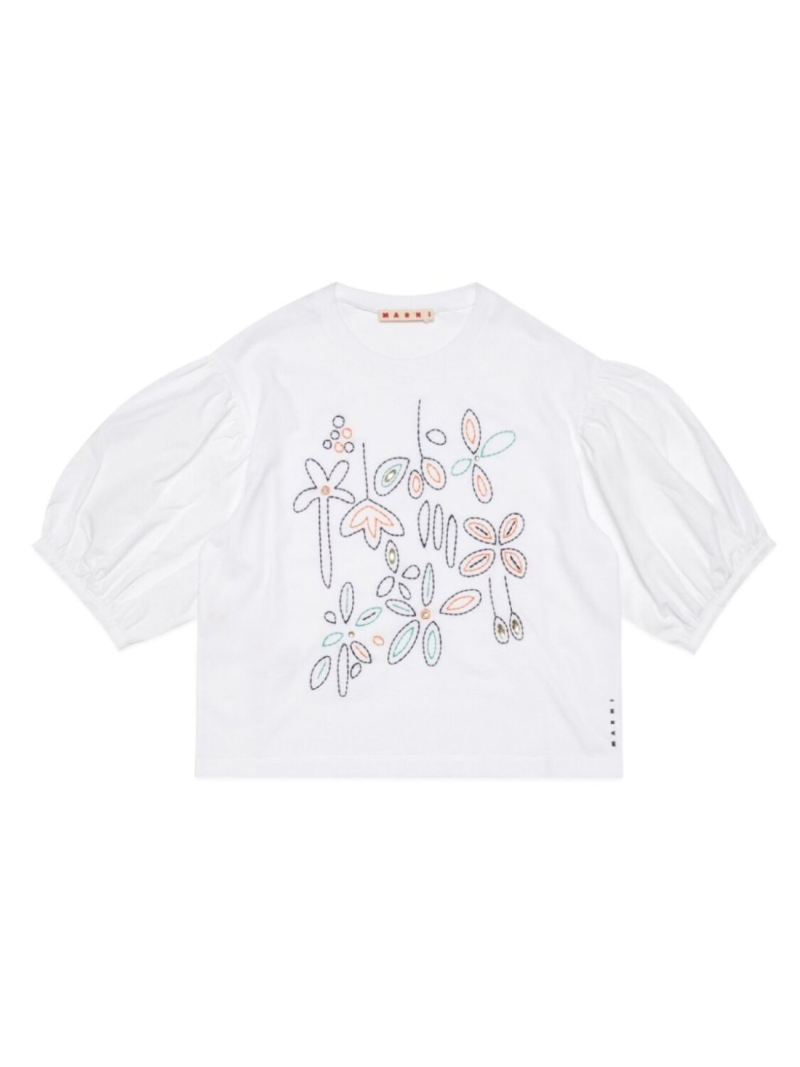 

Футболка с цветочной вышивкой Marni Kids, белый
