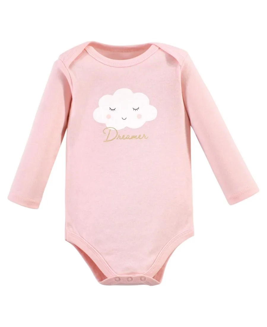 Hudson Baby Хлопковые боди с длинными рукавами, комплект из 3 штук, с принтом цвета корицы — фото 3