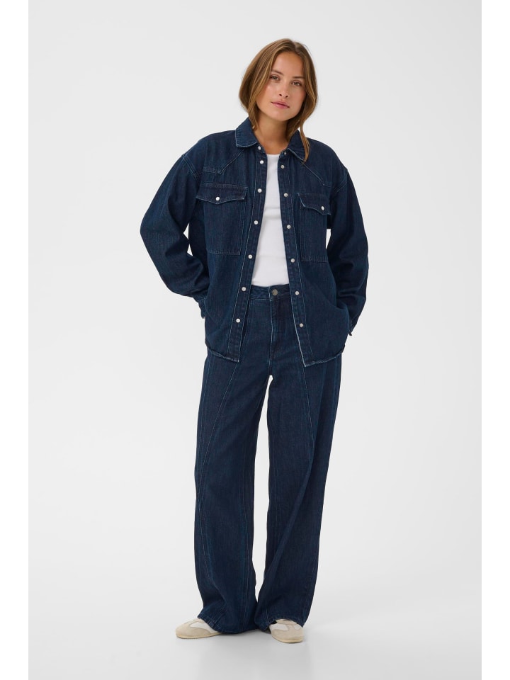 

Рубашка джинсовая свободного кроя KAeloise из темно-синего денима Kaffe