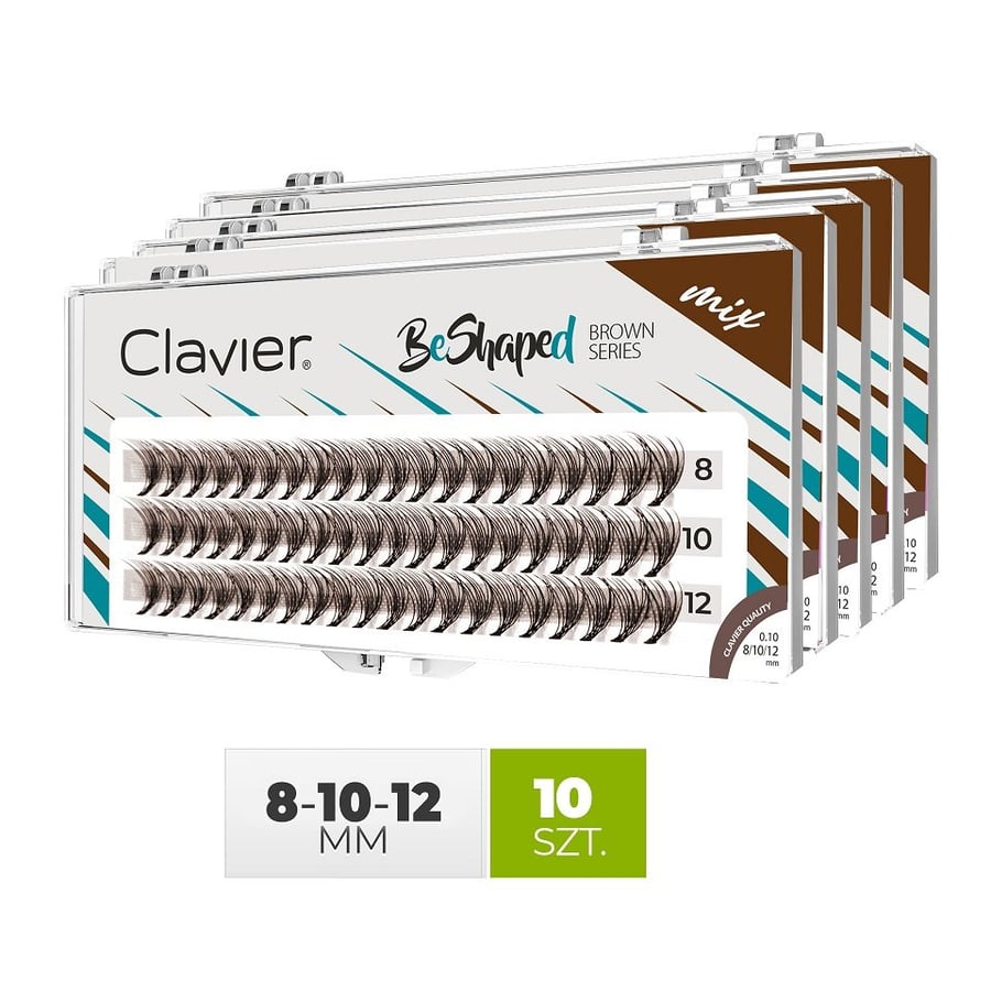 

Микс ресниц BeShaped Brown 8/10/12 мм, изгиб B, 10D, упаковка из 10 шт. Clavier