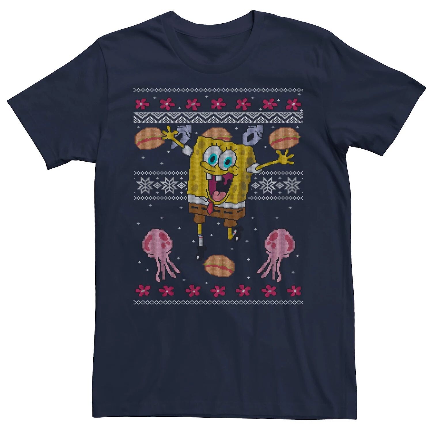 

Мужская рождественская футболка с медузой Nickelodeon SpongeBob SquarePants Licensed Character, синий