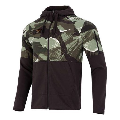 

Куртка Men's Nike Dri-FIT Casual Splicing Camouflage Fleece Hooded Jacket Black, черный