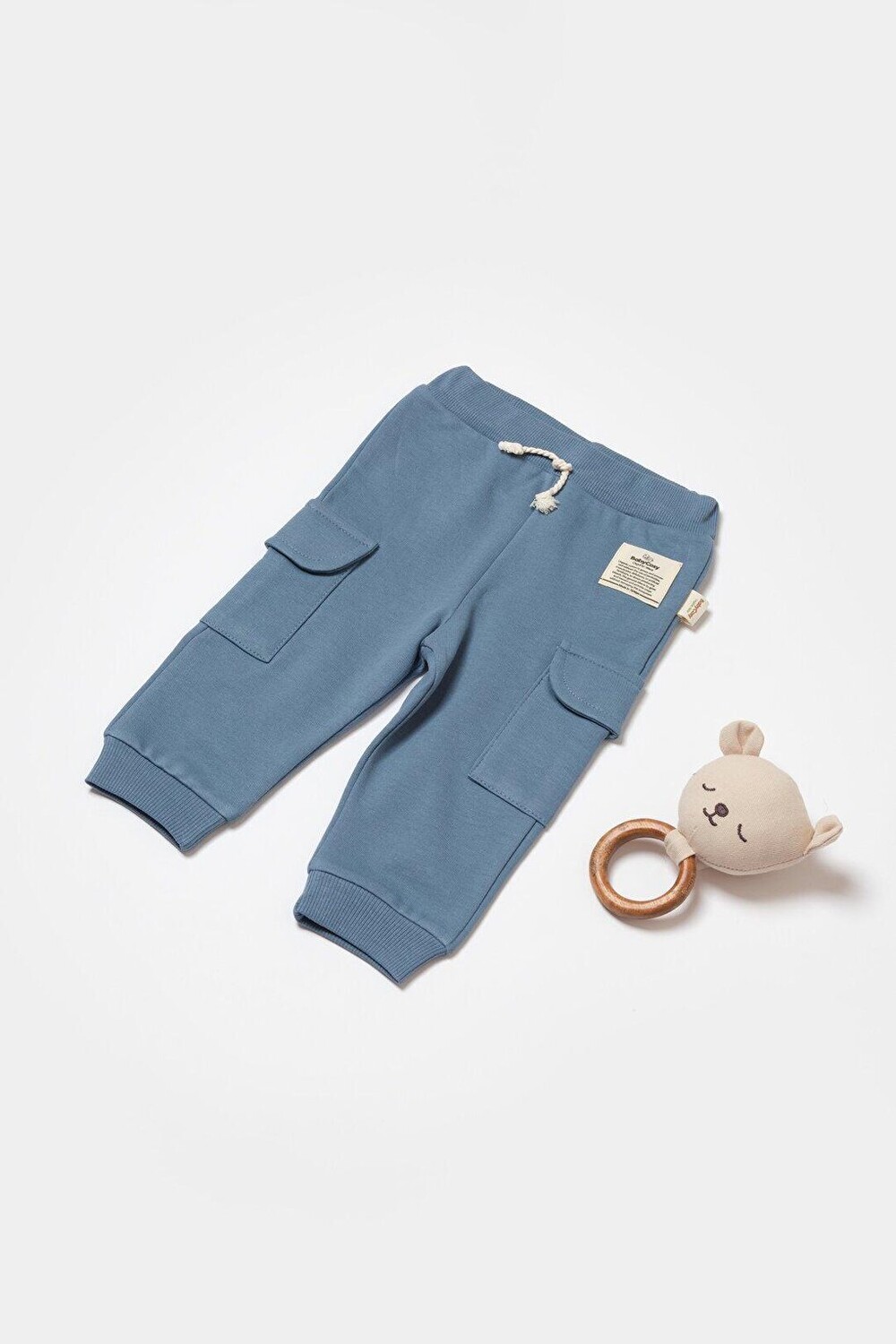 

Детские спортивные штаны с карманами-карго BabyCosy Organic Wear, синий