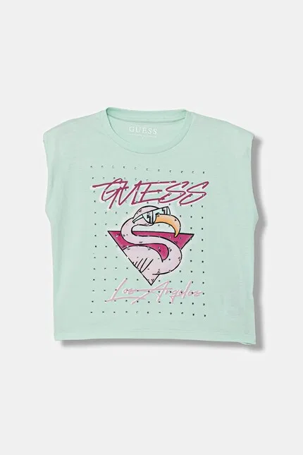 Топ хлопковый Guess, бирюзовый
