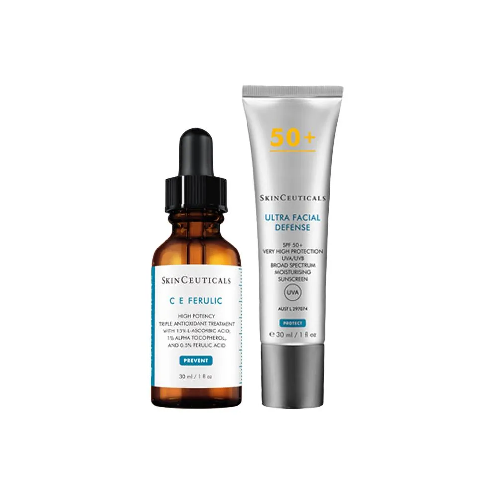 SKINCEUTICALS Успокаивающий набор для ухода за кожей с сывороткой и солнцезащитным кремом, 30 мл + 30 мл, Two-Piece Set: CE Serums 30ml+Soothing Sunscreen Cream 30ml