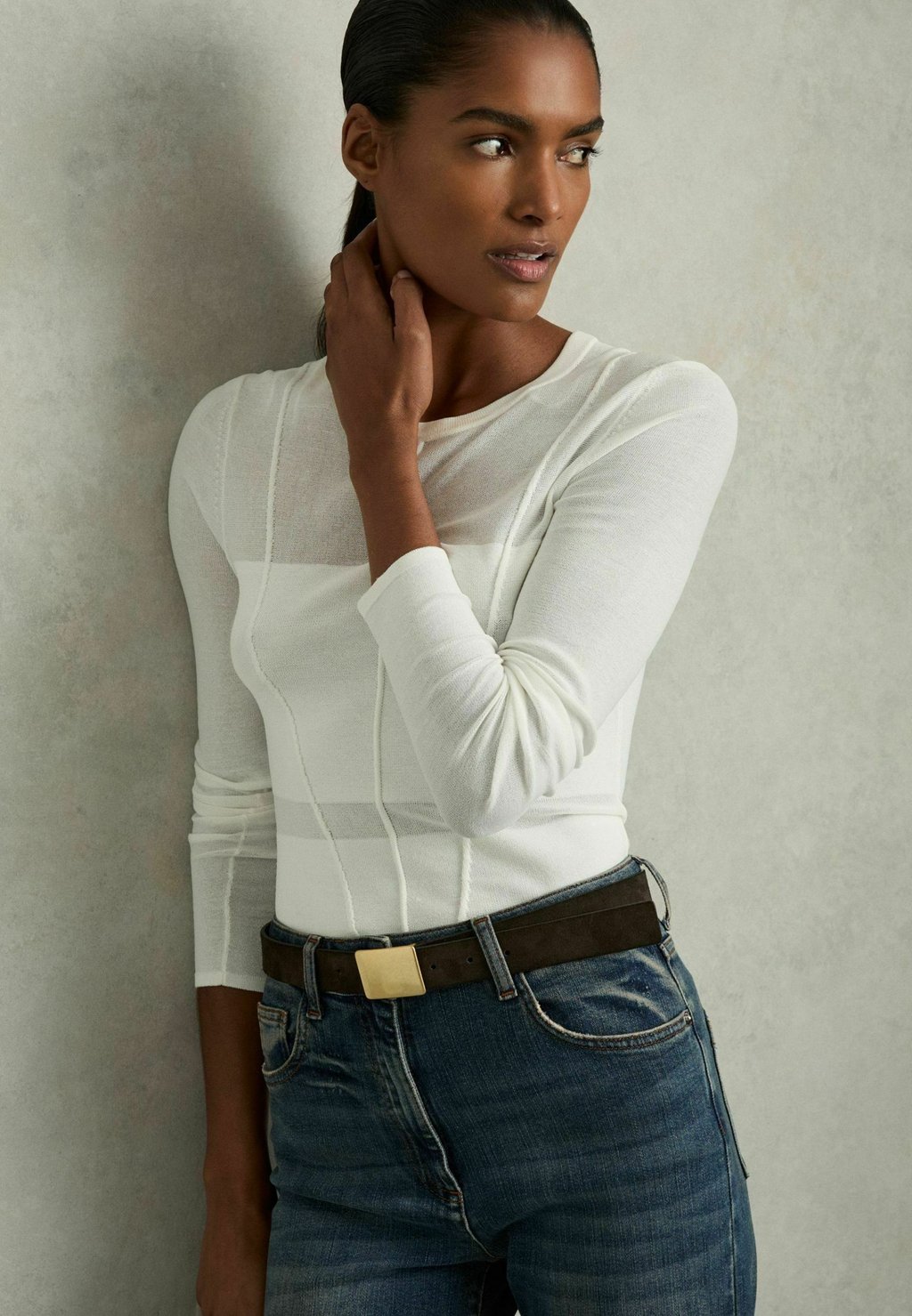

Пояс EVA SQUARE BUCKLE Reiss, коричневый
