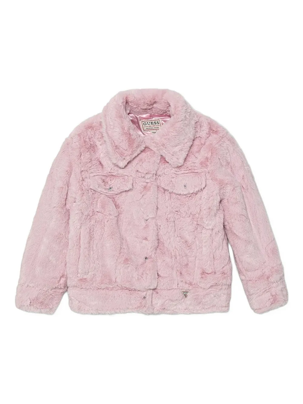 

Джинсовая куртка с искусственным мехом guess kids, розовый